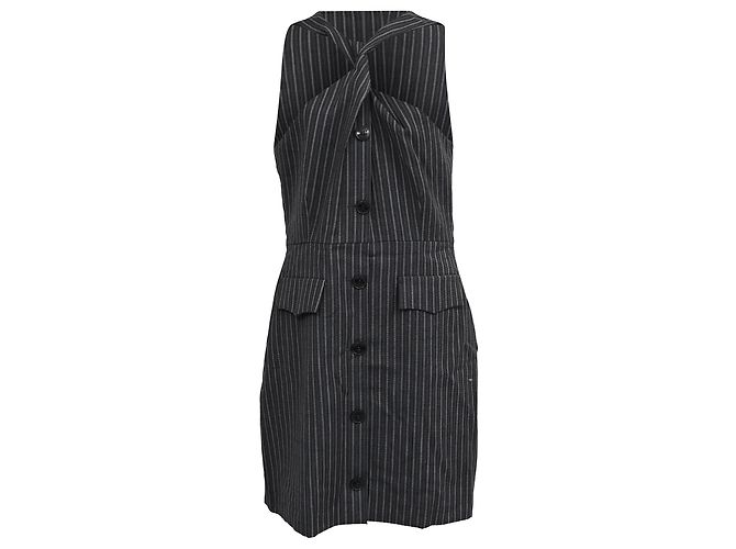 Ganni Twist-Front Jacquard Mini-Kleid aus recyceltem Polyester in Dunkelgrau