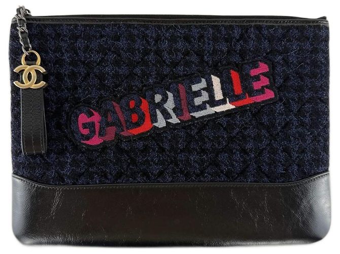 Clutch Chanel Gabrielle em tweed e couro de bezerro Azul