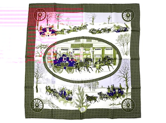 Hermès scarf 'Winter in the Mail' Red Multiple colors Silk  ref.2617229