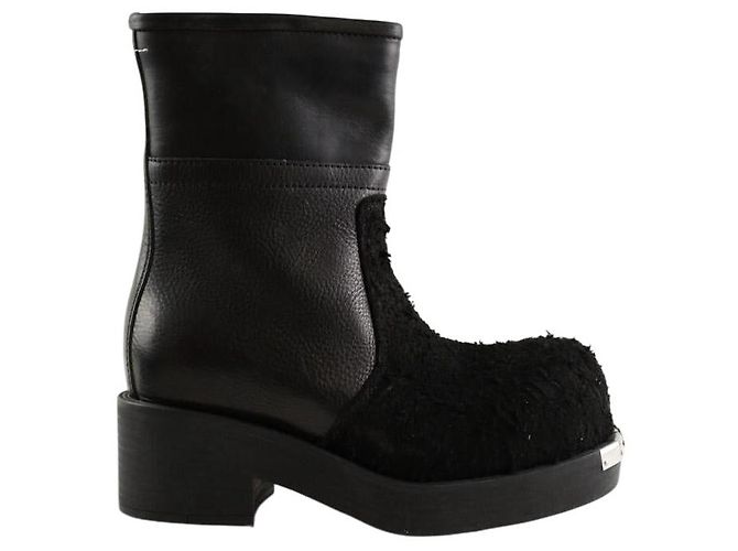 Mm6 Black leather boots