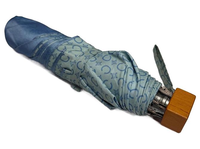 Céline Vintage Celine Paris Monogram Polyester Regenschirm Blau