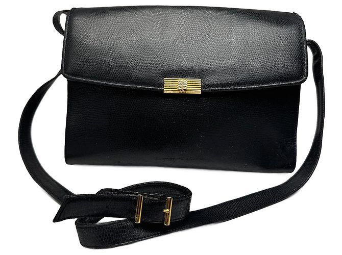 Vintage Givenchy Snake Emblossed Leather Bag black