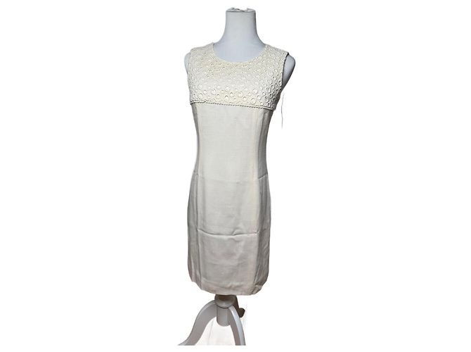 Courreges Vintage Courrèges Leinenkleid Weiß 38/M