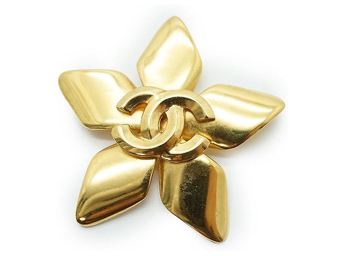 Chanel Broche Fleur Logo CC GP Doré