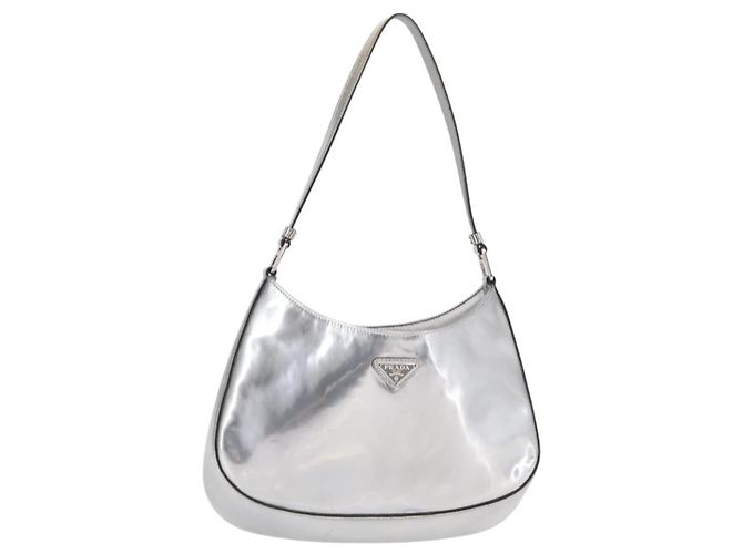 Prada Cleo Shoulder Bag Spazzolato Leather Medium Silvery