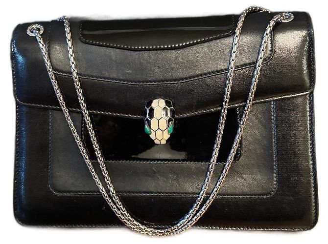 Bulgari Bolsa de couro preto Serpenti da Bvlgari