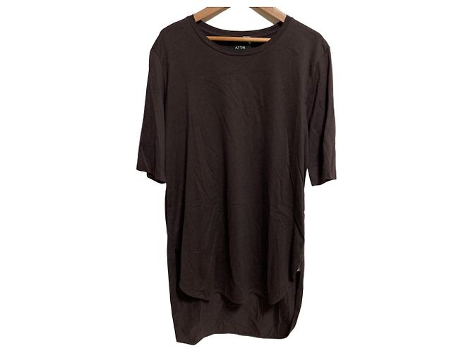 Autre Marque Camiseta larga con dobladillo redondeado ATON Castaño