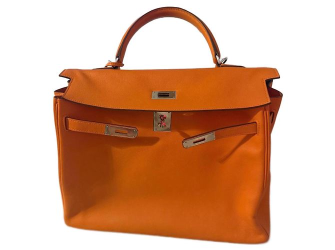 Bolsa de mão Hermès Birkin 35 Laranja de couro