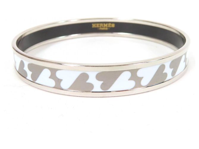 Pulseira Charm Carte à Joue PM em Esmalte Hermès Prata Branco 