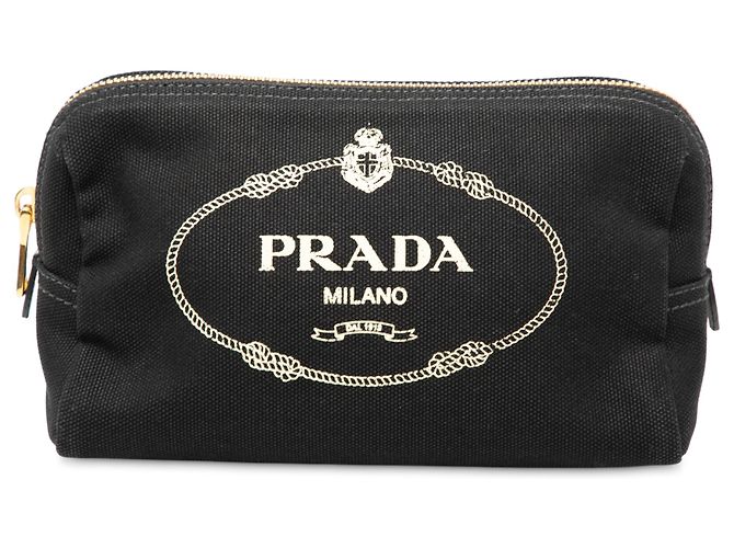 Schwarze Canvas Canapa Logo Tasche von Prada