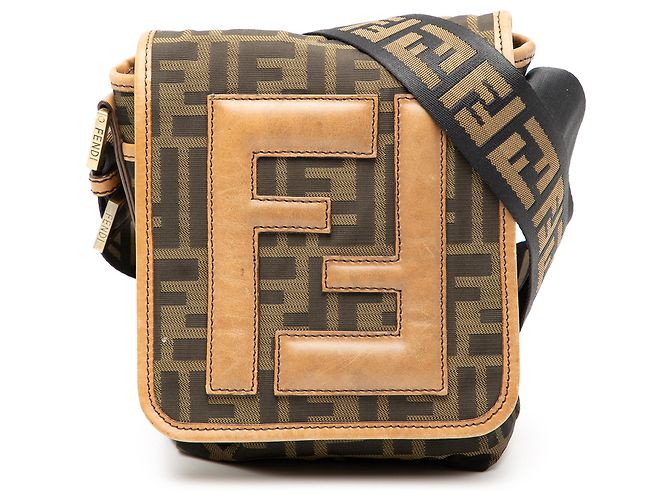 Fendi Borsa a tracolla Mini FF Zucca in tela marrone