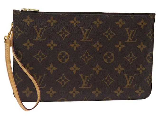 Pochete Neverfull em Canvas Monograma Médio Louis Vuitton Marrom Lona  ref.2618501