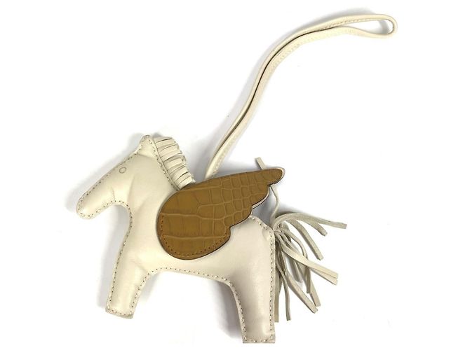 Charm de bolsa Hermès Rodeo Pegasus Touch MM Marrom Branco