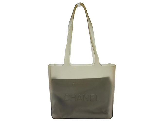 Bolsa tote de borracha cinza Chanel Marrom Amarelo