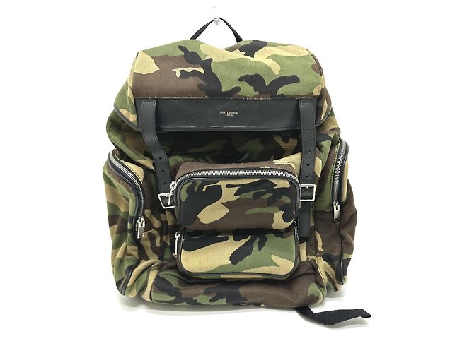 Yves Saint Laurent Camouflage Backpack Green 