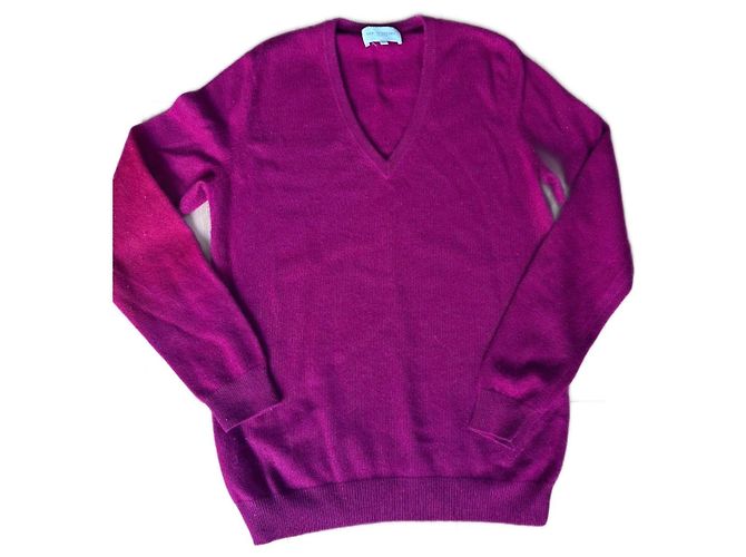 Eric Bompard Kaschmirpullover, zweifädig, V-Ausschnitt Größe 38 Bordeaux 