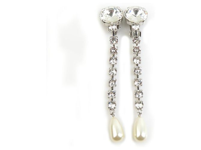 Orecchini a goccia Miu Miu argento e bianco