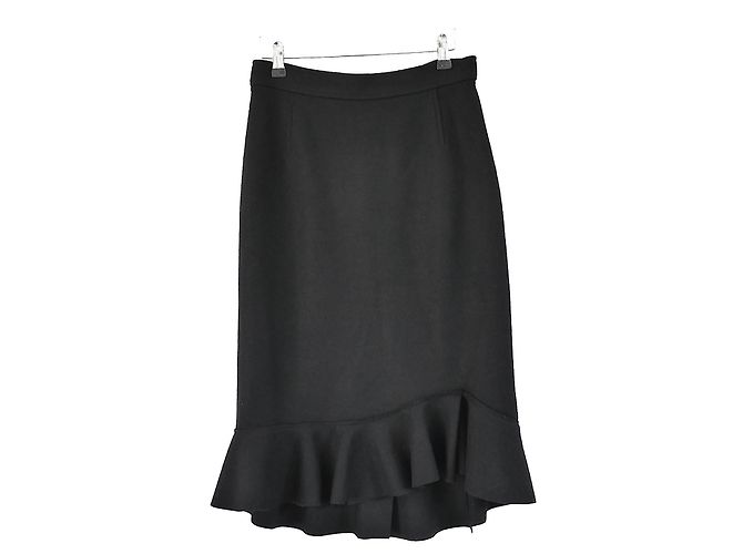 Prada Fall 2008 Black Wool Felt Frill Hem Skirt