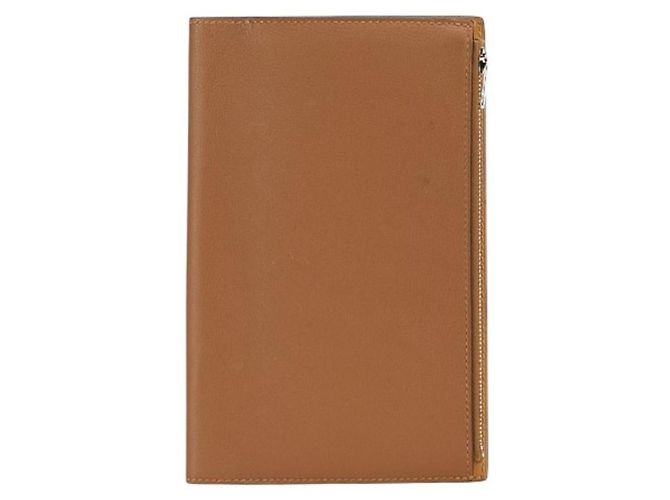 Capa de bloco de notas Hermès EA Zip PM em couro Swift Etoupe Taupe