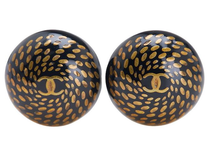 Boucles d'oreilles Clip Coco Mark de Chanel Noir Doré