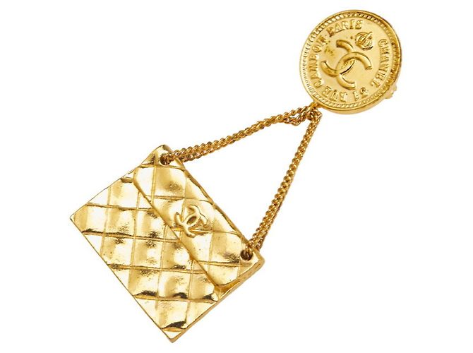 Spilla Chanel 31 Rue Cambon Coco Mark Matelassé D'oro