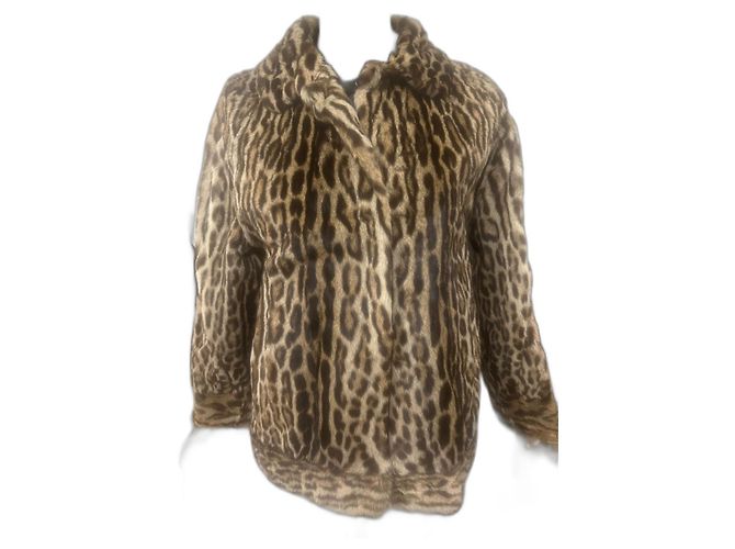 Autre Marque Giacca Biker in Pelliccia Marrone Beige