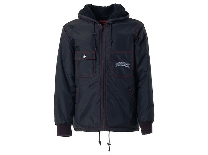 Supreme Sherpa gefütterte Nylonjacke Schwarz