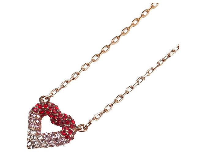 Collar Corazón Strass Louis Vuitton Rosa Roja Dorado