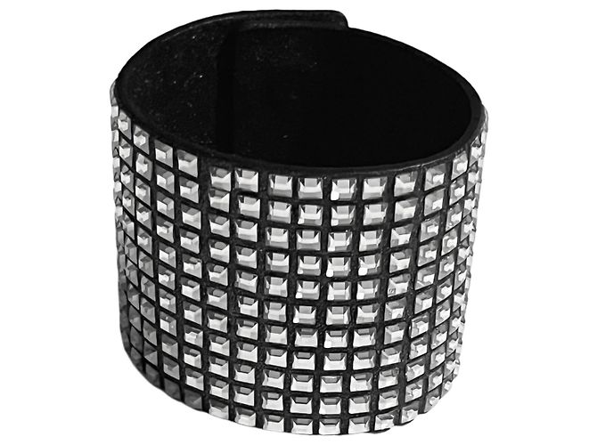 Bracciale in cristallo e pelle Balmain Argento