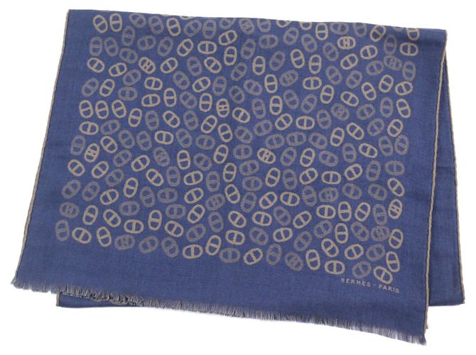 Stola in cashmere e seta da uomo Hermès Blu Marrone chiaro
