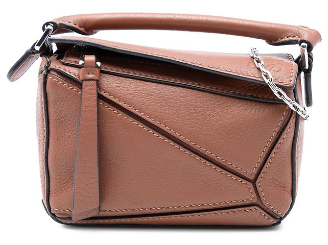 Bolsa Puzzle Nano em couro de bezerro marrom LOEWE