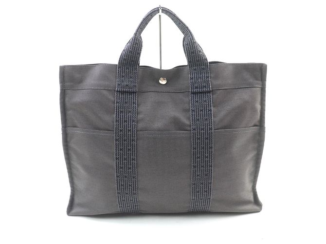 Bolsa tote em lona cinza Her Line da Hermès Marrom