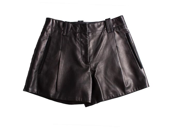 Schwarze Leder-Shorts von Barbara Bui