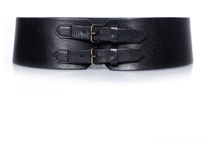Cinto de couro preto Plein Sud com fivela dupla
