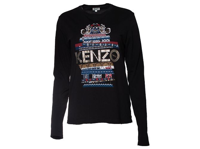 Camisa negra de manga larga KENZO con estampado Negro
