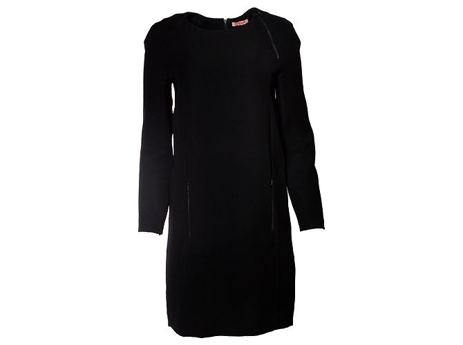 Schwarzes Kleid von Cacharel mit Reißverschlüssen