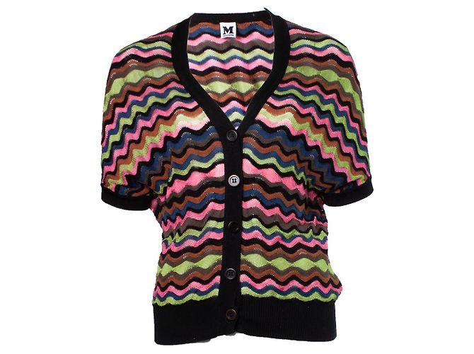M Missoni kurzärmeliger Cardigan in Multicolor Mehrfarben