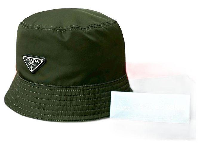 Sombrero bucket de algodón poliéster Re-Nylon de Prada Verde