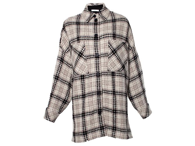 IRO Checkered wool coat Brown Beige