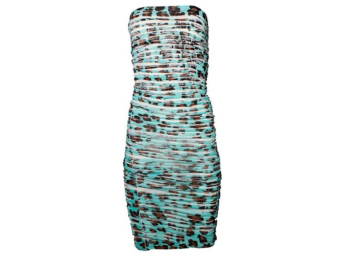 Robe en tulle crayon Blumarine avec imprimé léopard Bleu