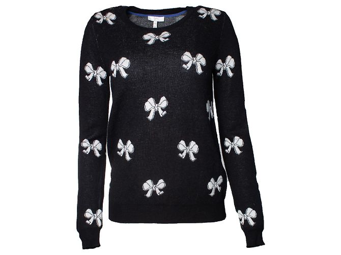 Joie Kaschmirmischpullover mit Banddruck Schwarz