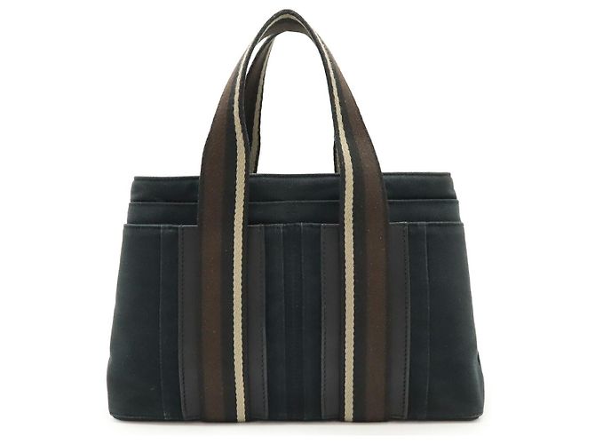 Hermès Troca Horizontal PM Canvas Leather Tote Bag Black
