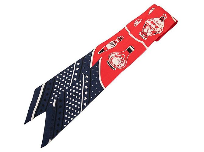 Hermès Les Flacons Bandana Seda Twilly Vermelho