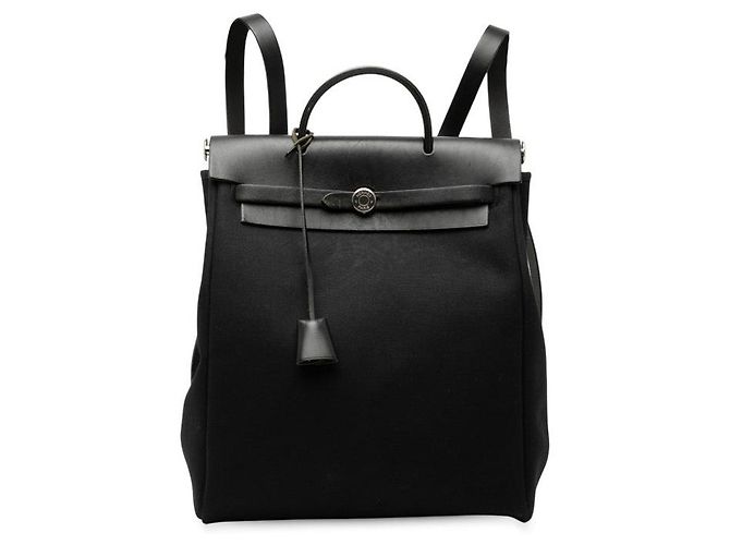 Mochila de lona e couro Herbag AdPM da Hermès Preto