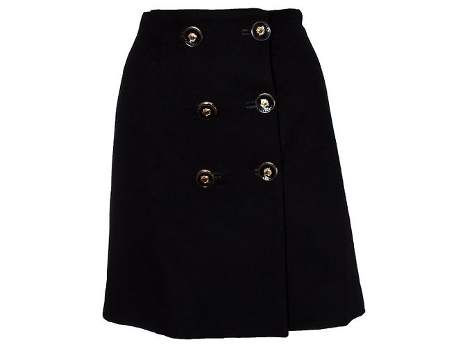 Saia de lã com dois botões Gianni Versace Couture Preto
