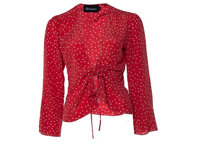 Autre Marque Blusa avvolgente Realisation con stelle Rosso