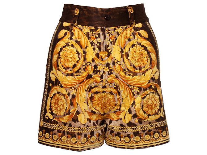 Bermuda impresso Barocco de Gianni Versace Couture Marrom
