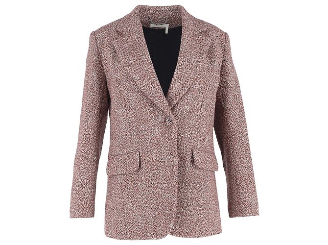 Chloé Single-Breasted Tweed Blazer with Pockets in Multicolor Wool Multiple colors