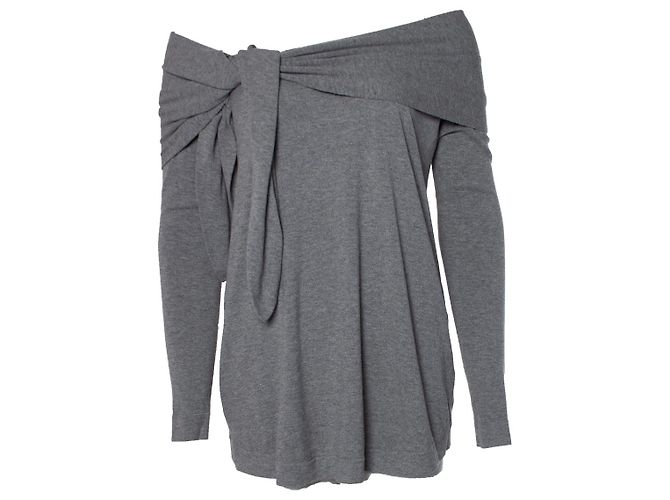 Suéter Donna Karan com gola de lenço Cinza
