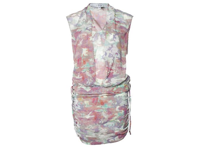 Vestido drapeado de cisne IRO en estampado de camuflaje Multicolor